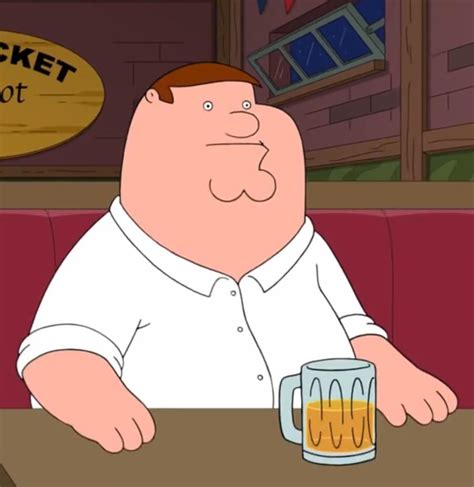He has short cut brown hair and a big fat head which has become one with his neck. . Peter griffin without glasses